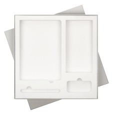 Подарочная коробка с ложементом для ежедневника, ручки и аккумулятора, серая (под съемные ложементы) Подарочная коробка с ложементом для ежедневника, ручки и аккумулятора, серая (под съемные ложементы)