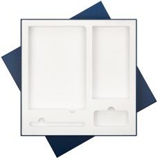 Подарочная коробка с ложементом для ежедневника, ручки и аккумулятора, синяя (под съемные ложементы) Подарочная коробка с ложементом для ежедневника, ручки и аккумулятора, синяя (под съемные ложементы)