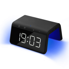 Зарядная станция с часами 15W Flame, черная Зарядная станция с часами 15W Flame, черная