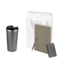 Подарочный набор Palermo, серый (термокружка, ежедневник, аккумулятор, ручка) Подарочный набор Palermo, серый (термокружка, ежедневник, аккумулятор, ручка)