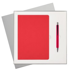 Подарочный набор Latte soft touch, красный (ежедневник, ручка) Подарочный набор Latte soft touch, красный (ежедневник, ручка)