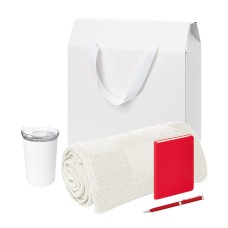 Подарочный набор Welcome Pack Spark mini, красный (термокружка, блокнот, ручка, плед, коробка-пакет)