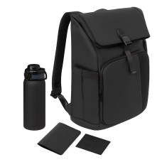 Подарочный набор Grand, черный (обложка на паспорт, картхолдер, бутылка, рюкзак) Подарочный набор Grand, черный (обложка на паспорт, картхолдер, бутылка, рюкзак)