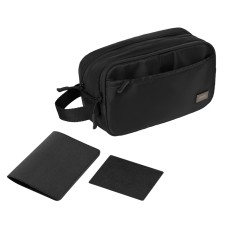 Подарочный набор Boston, черный (обложка на паспорт, картхолдер, дорожная косметичка) Подарочный набор Boston, черный (обложка на паспорт, картхолдер, дорожная косметичка)