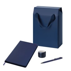 Подарочный набор Passion, синий (колонка, ежедневник, ручка, коробка-пакет) Подарочный набор Passion, синий (колонка, ежедневник, ручка, коробка-пакет)