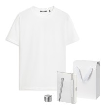 Набор с одеждой KRIS (футболка, колонка, ежедневник, ручка), серебряный, S