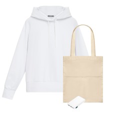 Набор с одеждой ALEX (худи, аккумулятор, шоппер), белый, M