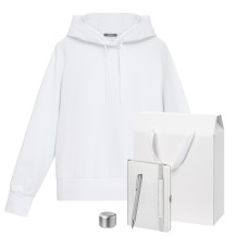 Набор с одеждой ALEX (худи, колонка, ежедневник, ручка), серебряный, L