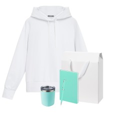 Набор с одеждой ALEX (худи, термокружка, ежедневник, ручка), мятный/аква, XL