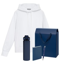 Набор с одеждой ALEX (худи, бутылка, ежедневник, ручка), синий, L