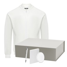 Набор с одеждой TORRES (толстовка, зарядное устройство, блокнот, ручка), белый/серебряный, XXL