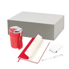 Подарочный набор Monaco, красный (термокружка, аккумулятор, ежедневник, ручка) Подарочный набор Monaco, красный (термокружка, аккумулятор, ежедневник, ручка)