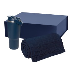Подарочный набор Montana, синий (плед, термокружка) Подарочный набор Montana, синий (плед, термокружка)