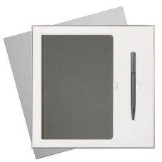 Подарочный набор Star, серый (ежедневник, ручка) под нанесение логотипа