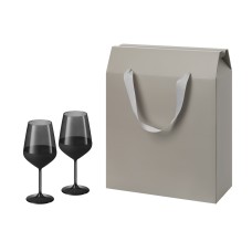 Подарочный набор 2 бокала для вина Black Edition в большом подарочном пакете под нанесение логотипа