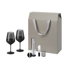 Подарочный набор Black Edition, Vintaro (2 бокала + набор для вина) под нанесение логотипа