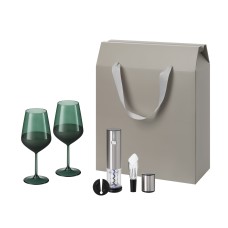 Подарочный набор Emerald, Vintaro (2 бокала + набор для вина) под нанесение логотипа
