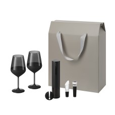 Подарочный набор Black Edition, Sacramento (2 бокала + набор для вина) под нанесение логотипа