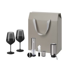 Подарочный набор Black Edition, Vintaro, Dante (2 бокала + набор для вина + аэратор) под нанесение логотипа
