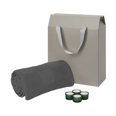 Подарочный набор Sento, Cella, зеленый (свечи, плед) под нанесение логотипа