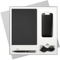 Подарочный набор Moon river, черный (ежедневник, ручка, аккумулятор)