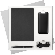 Подарочный набор Moon river, черный (ежедневник, ручка, аккумулятор) под нанесение логотипа