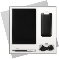 Подарочный набор River side, черный (ежедневник, ручка, аккумулятор)