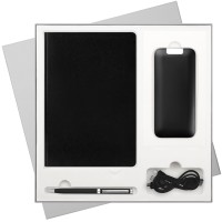 Подарочный набор River side, черный/красный (ежедневник, ручка, аккумулятор)