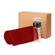 Подарочный набор Terso, Fado, красный (плед, термобутылка) под нанесение логотипа