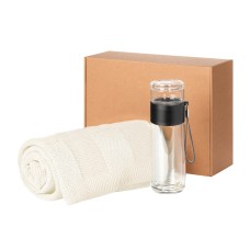 Подарочный набор Terso, Cella, бежевый (плед, термобутылка) под нанесение логотипа