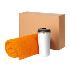 Подарочный набор Palermo, Cella, оранжевый (плед, термокружка) под нанесение логотипа
