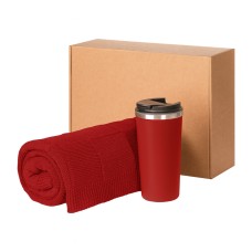 Подарочный набор Palermo, Cella, красный (плед, термокружка) под нанесение логотипа